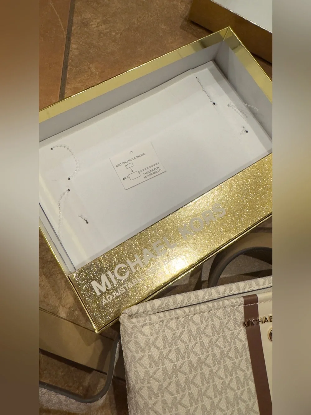 Michael Kors Signature Stripe Belt Bag Vanilla S/M NWOT w/ Box